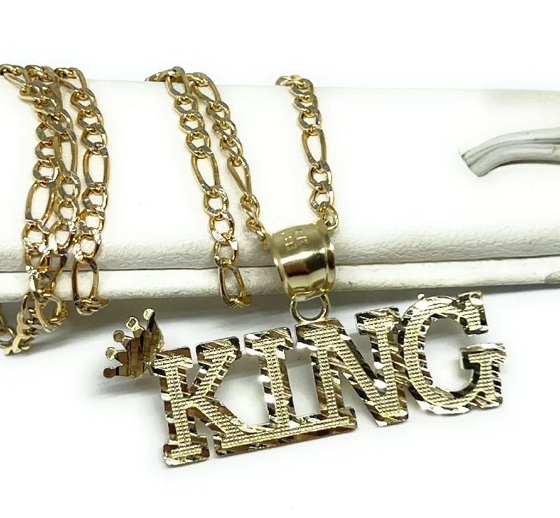 10k Solid Gold "KING" Nameplate Pendant Necklace