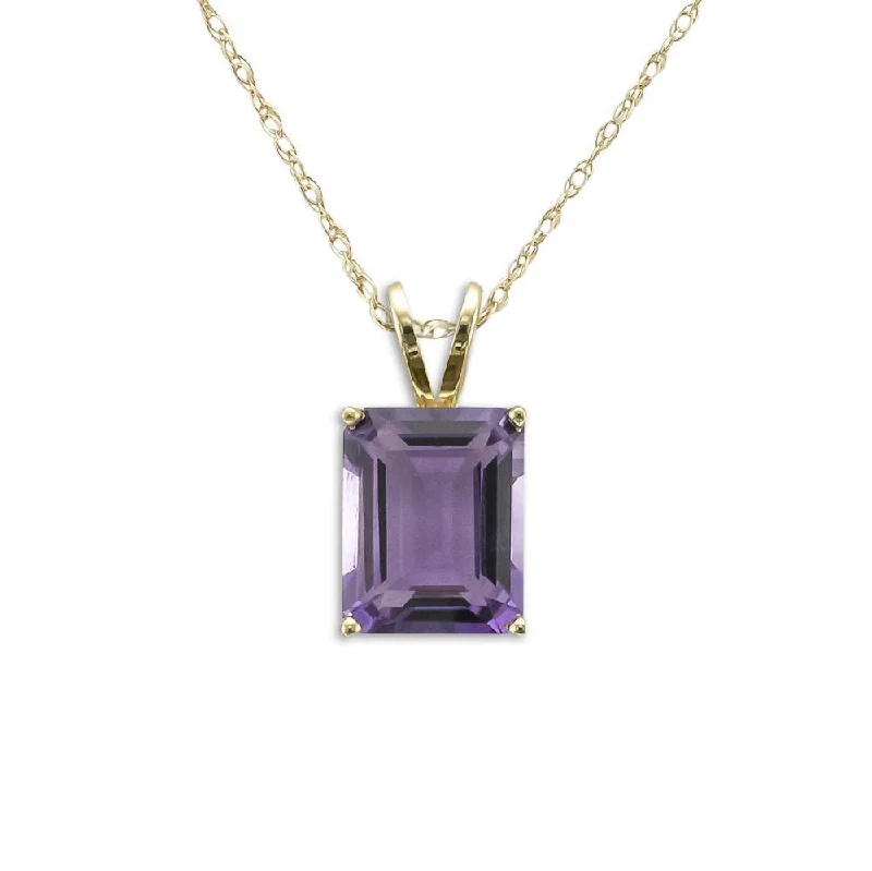 14KT GOLD 2.90 CT EMERALD CUT AMETHYST NECKLACE