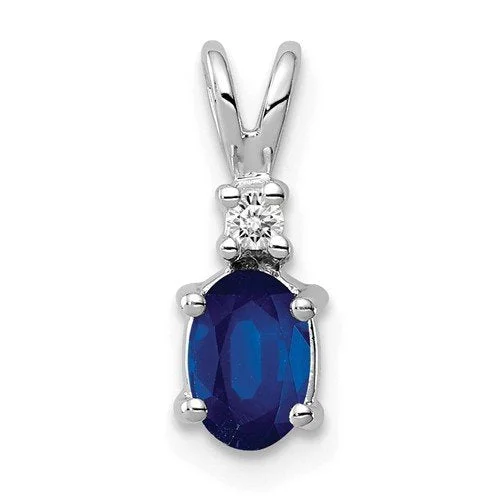 14KT GOLD 0.65 CT OVAL BLUE SAPPHIRE & 0.02 CTW DIAMOND PENDANT