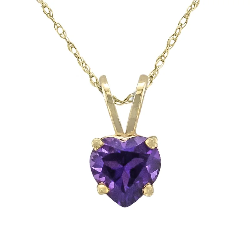 14KT GOLD 0.70 CT HEART AMETHYST PENDANT