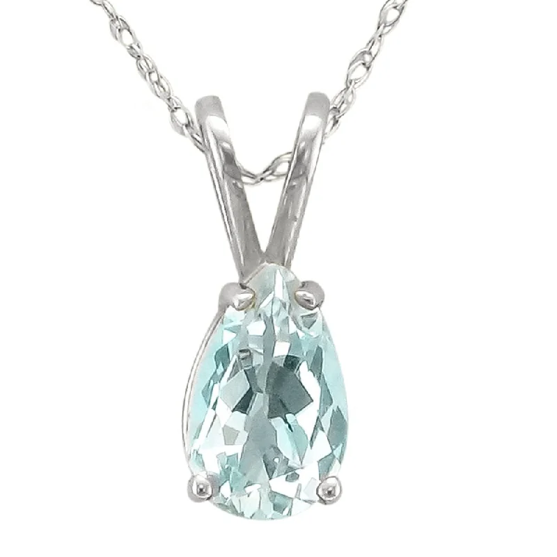 14KT GOLD PEAR SHAPE AQUAMARINE NECKLACE