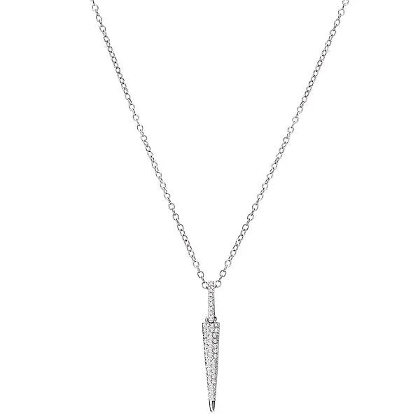 14KT White Gold .07 CTW Diamond Drop Dagger Pendant