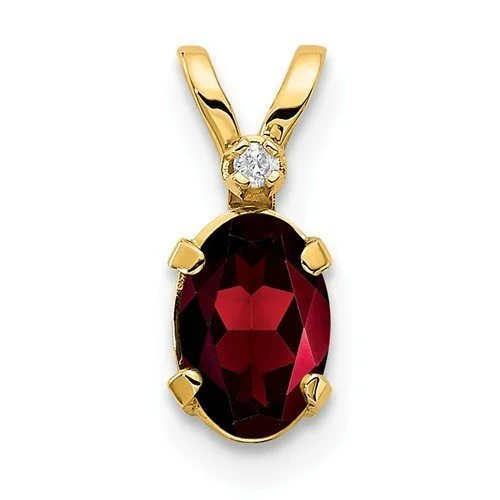 14KT YELLOW GOLD 0.55 CT GARNET & DIAMOND PENDANT