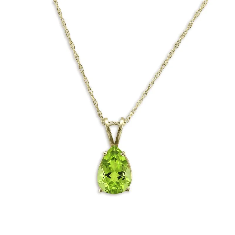 14KT YELLOW GOLD PEAR SHAPE PERIDOT NECKLACE