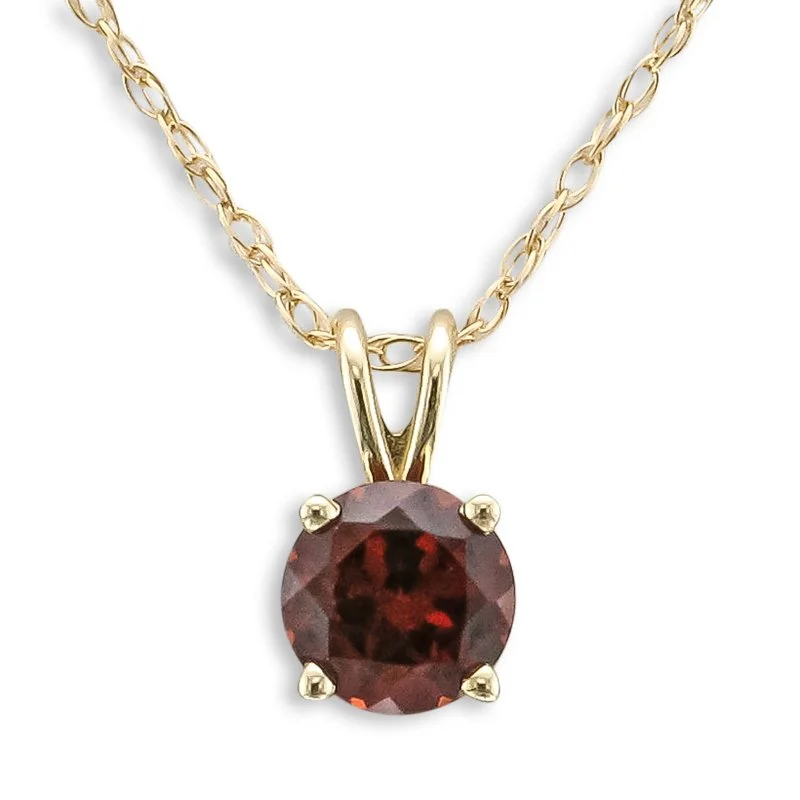 14KT YELLOW GOLD ROUND GARNET NECKLACE