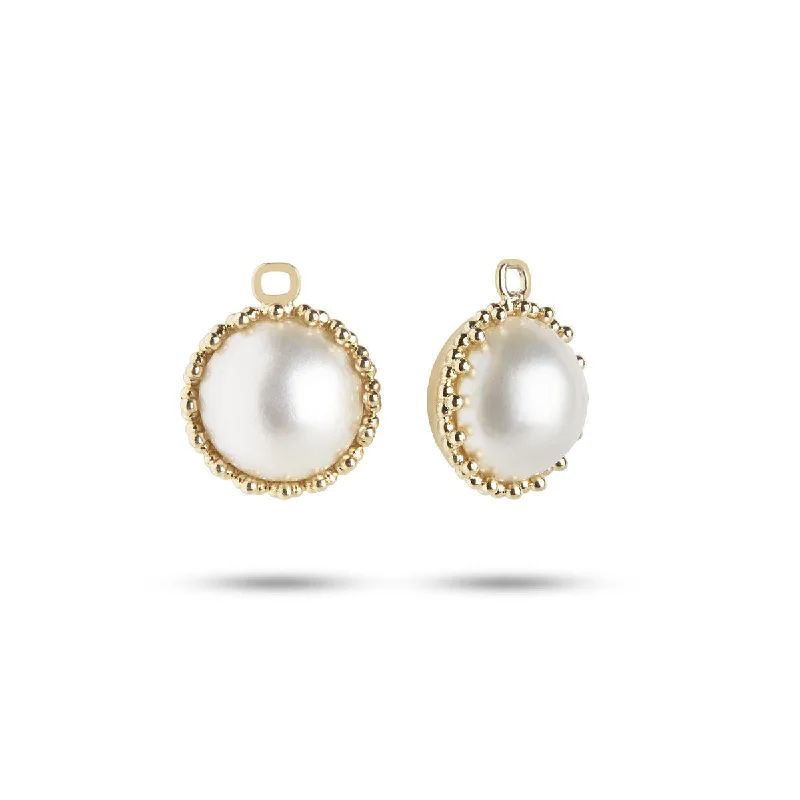 Dome 10K Gold Earring-Pendant w. Pearl