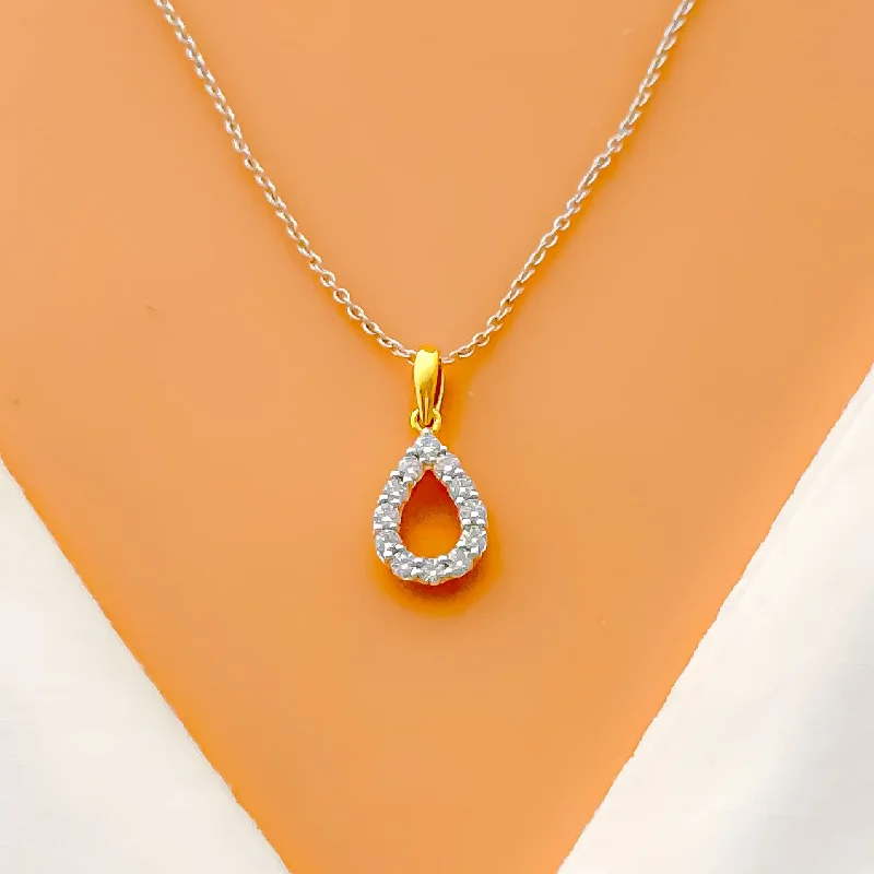 Chic Open Drop Diamond + 18k Gold Pendant Set