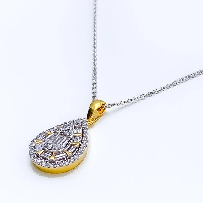 Classic Pear Drop Diamond + 18k Gold Pendant