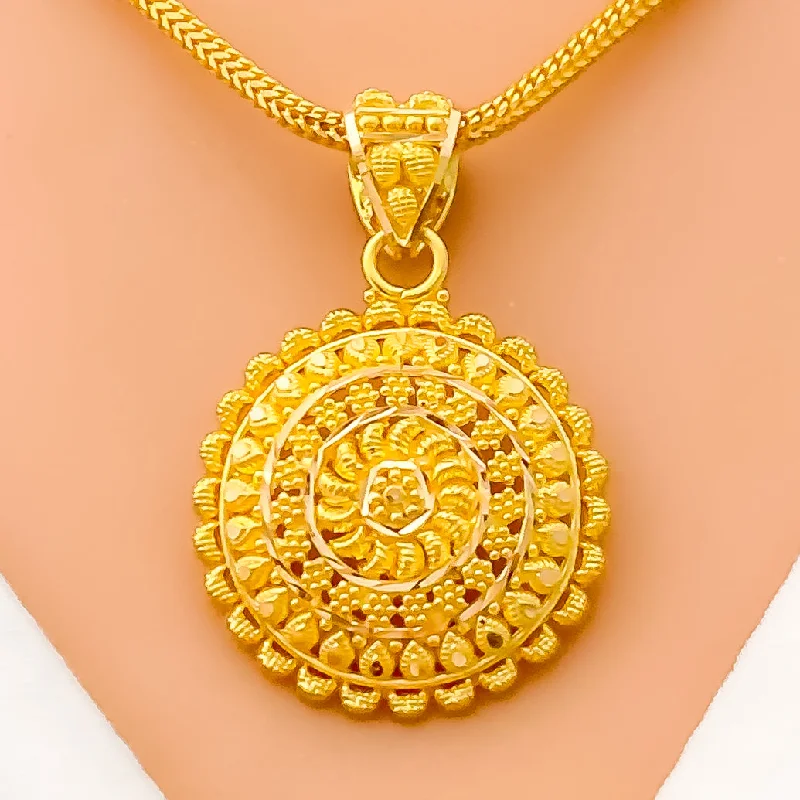 Classy Shimmering 22k Gold Pendant Set