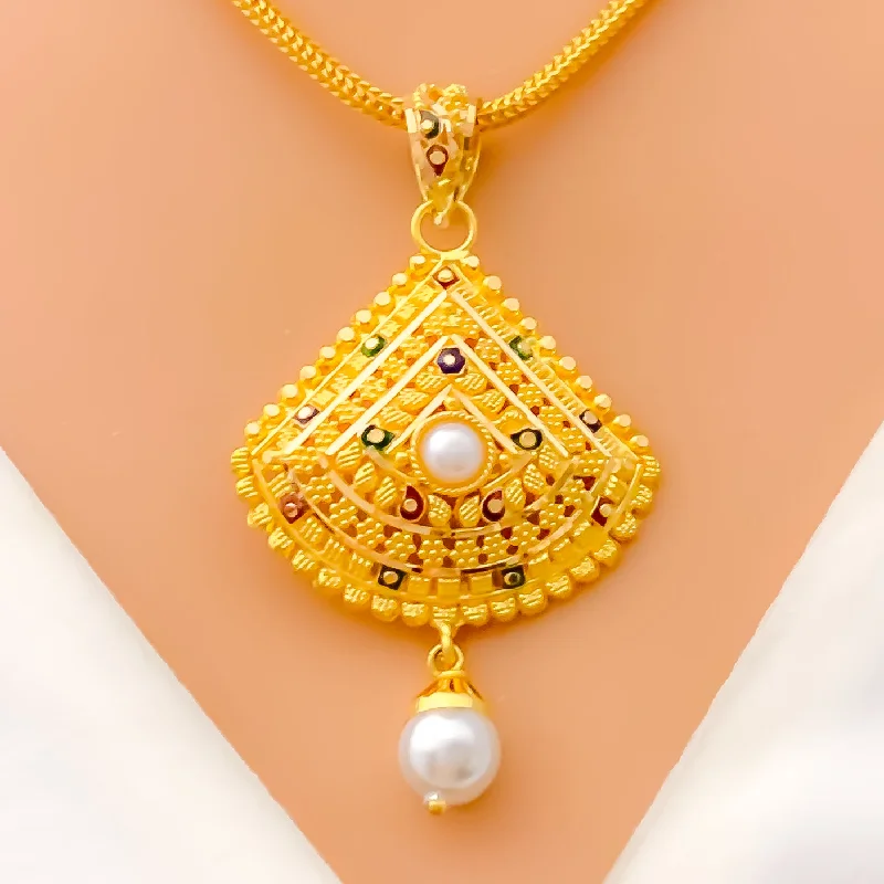 Colorful Elegant 22k Gold Pendant Set