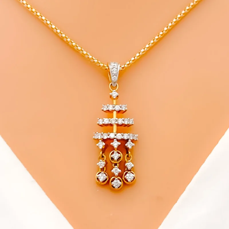 Dazzling Tiered Diamond + 18k Gold Pendant Set