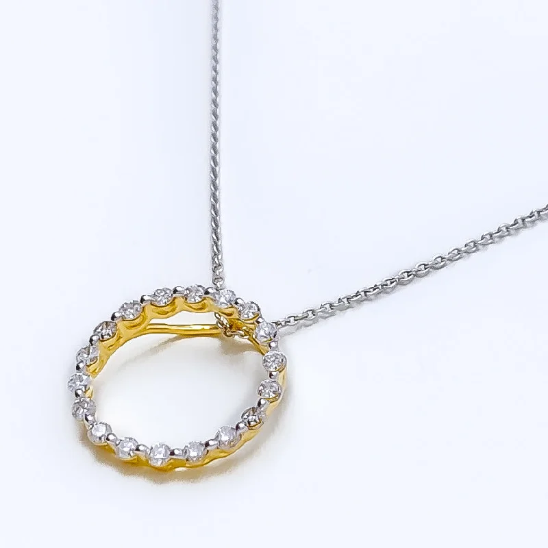 Elevated Halo Diamond + 18k Gold Pendant