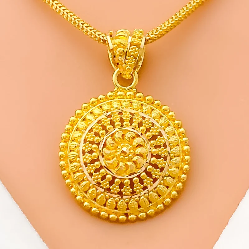 Engraved Fashionable 22k Gold Pendant Set