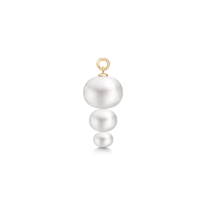 Elin 14K Gold Earring-Pendants w. White Pearls