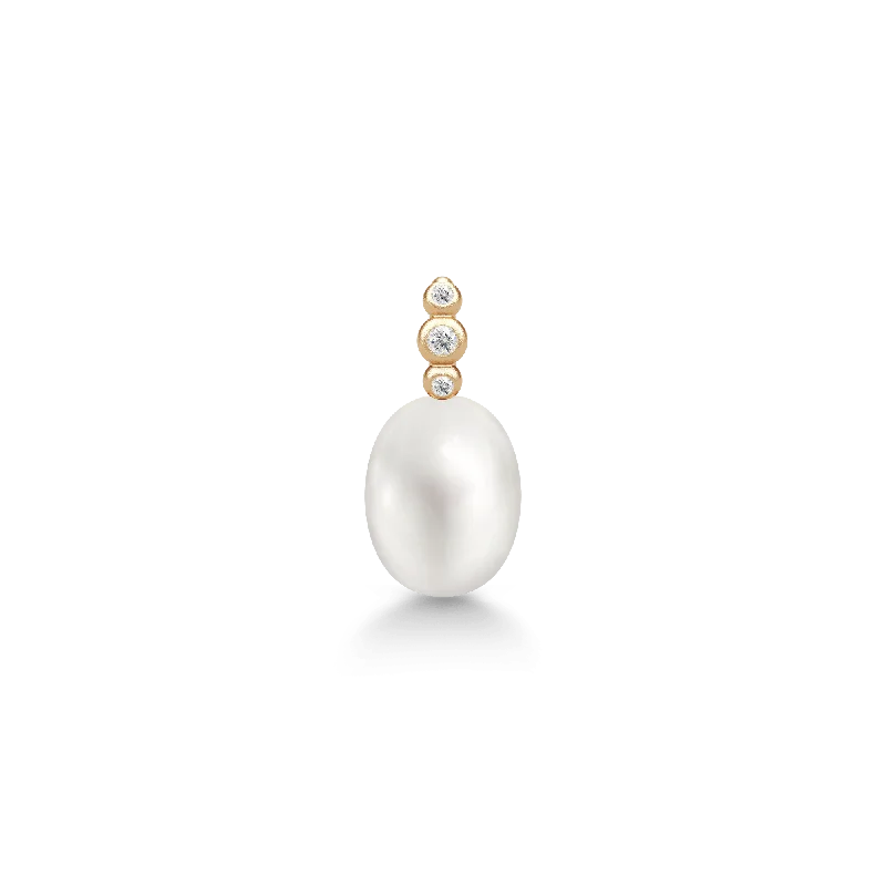 Lovina 14K Gold Pendant w. Diamonds & Pearl