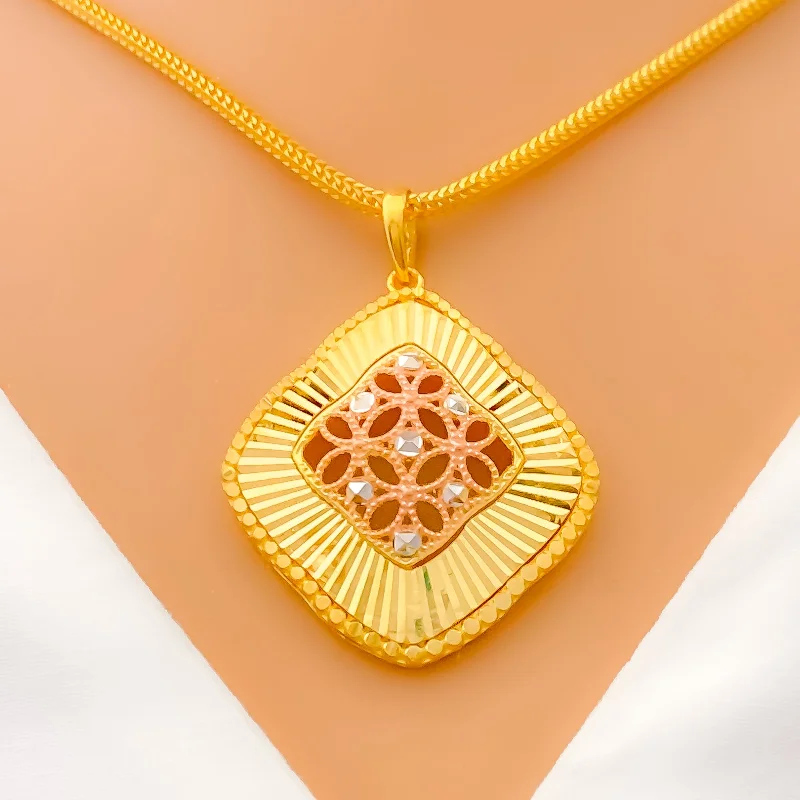 Modern 22K Gold Pendant Set