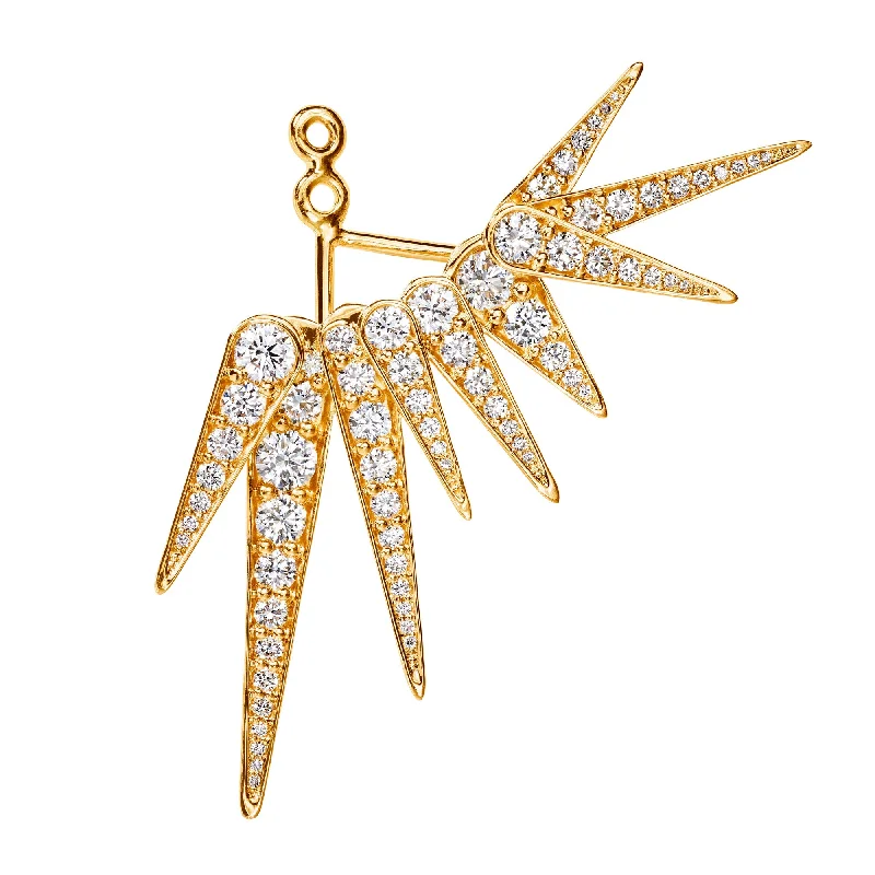 Funky Shooting Stars 9-pointed 18K Gold Earring-pendant w. Diamonds