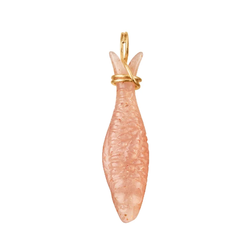 Young Fish 18K Gold Pendant w. Blush Fish