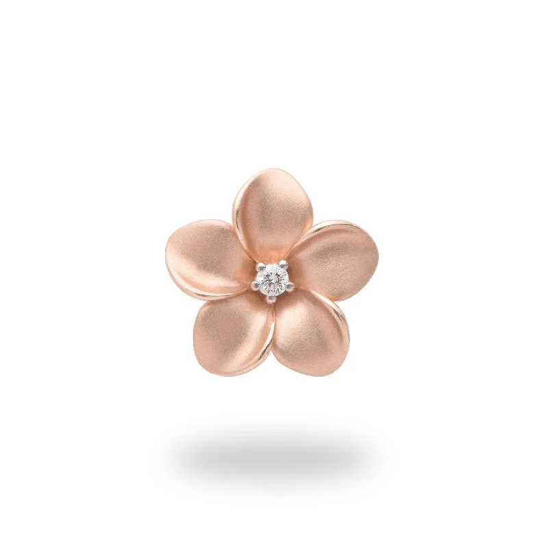 Plumeria Pendant in Rose Gold with Diamond - 16mm