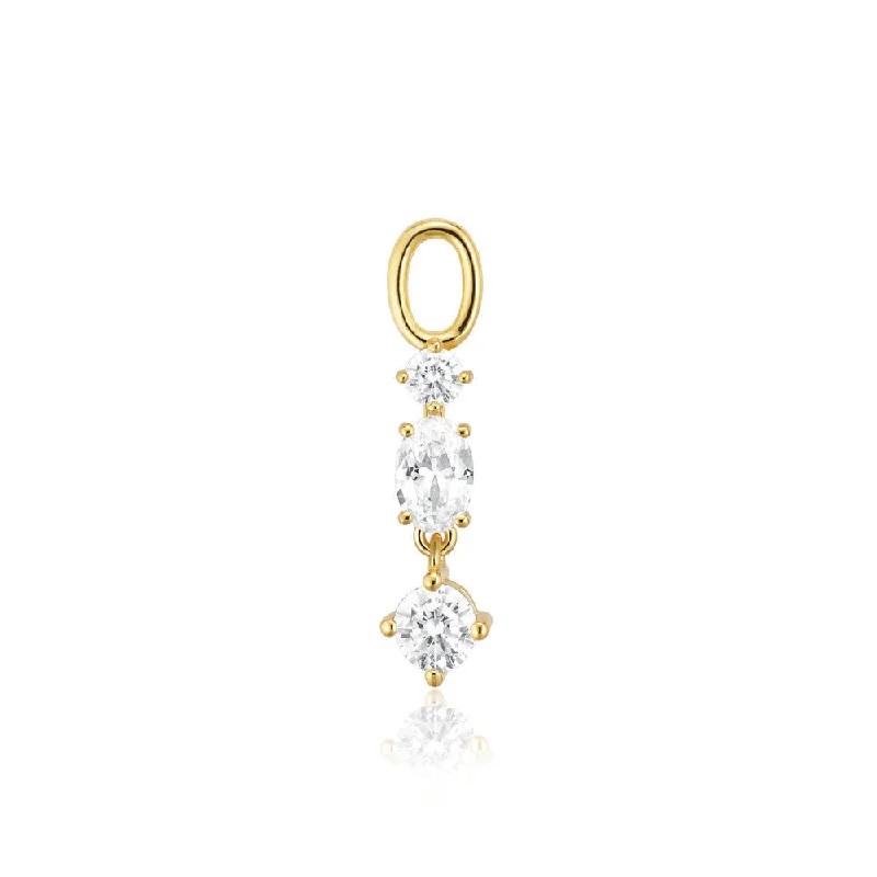 Hoop Charm Pendolo Tre 18K Gold Plated Pendant w. White Zirconia