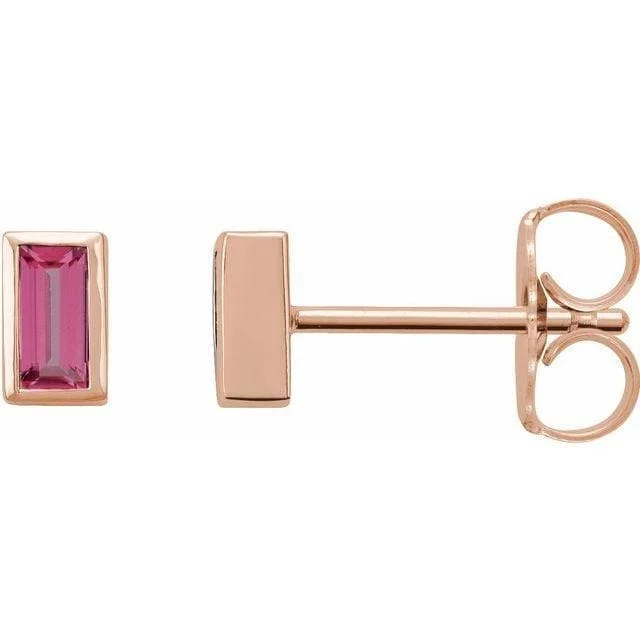 14K Rose Pink Tourmaline Bezel-Set Earrings Regard Jewelry Austin, Texas