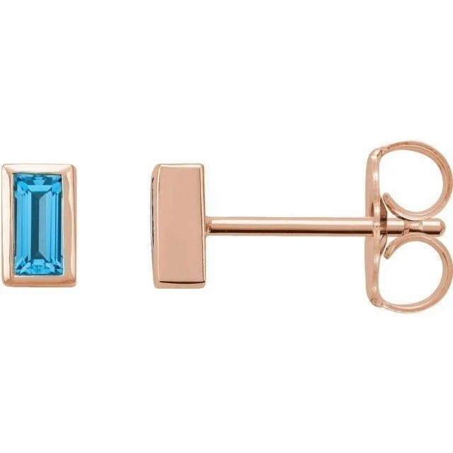 14K Rose Swiss Blue Topaz Bezel-Set Earrings Regard Jewelry Austin, Texas