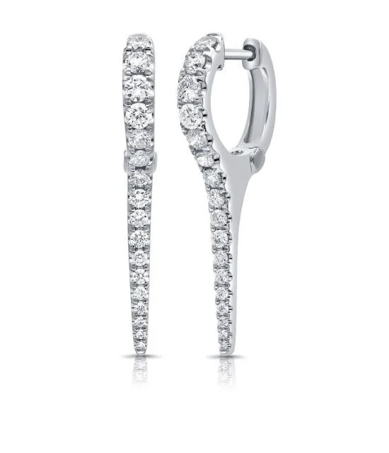 14k White Gold Diamond Dagger Earrings