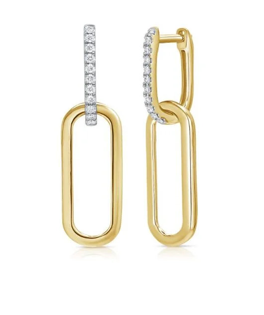 14k Yellow Diamond Paperclip earrings