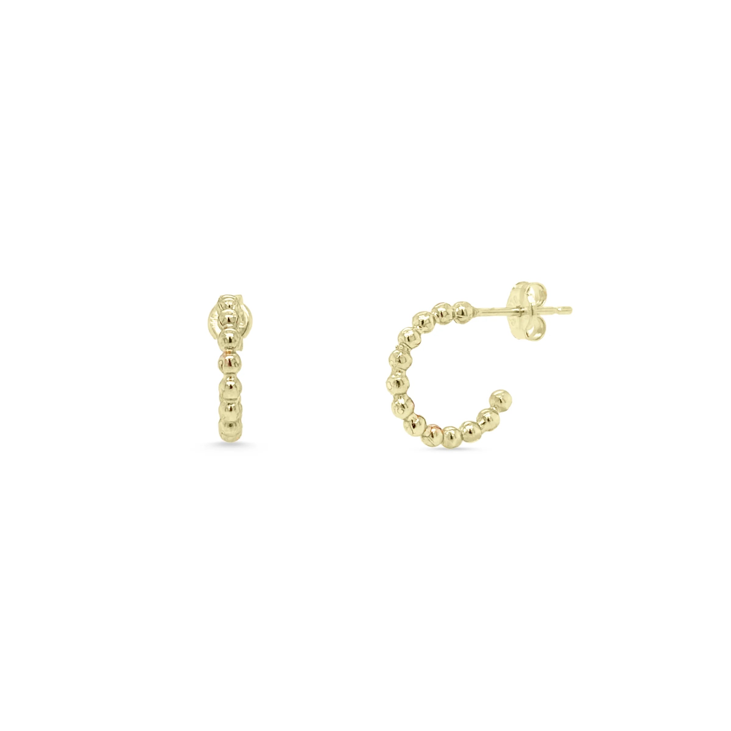 14K Yellow Gold Beaded Children's Huggies Earrings