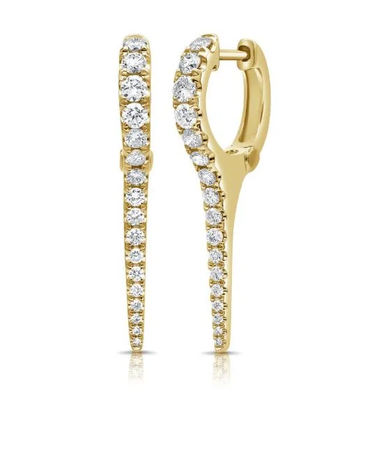 14k Yellow Gold Diamond Dagger Earrings