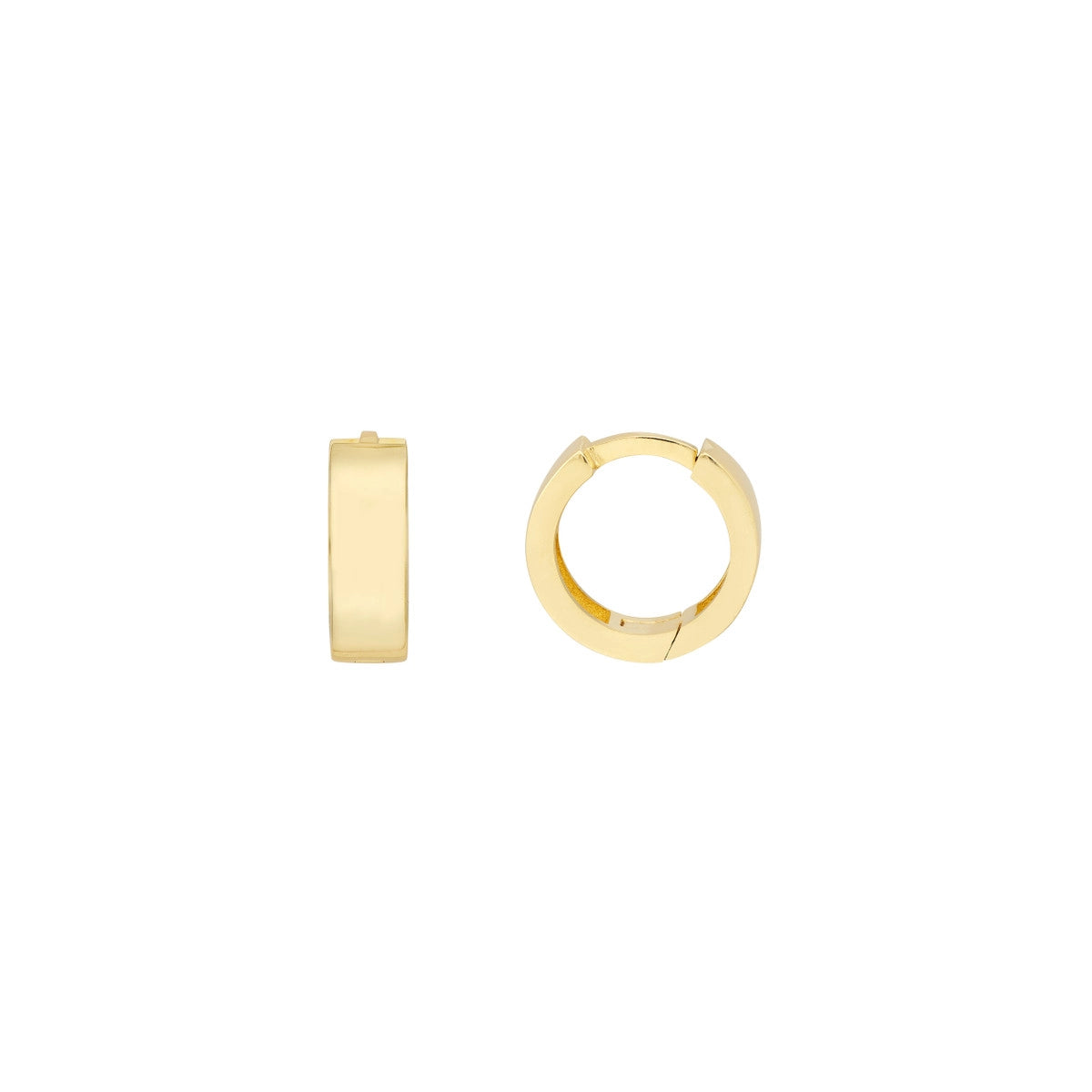 14K Yellow Gold Flat Round Huggie Earrings