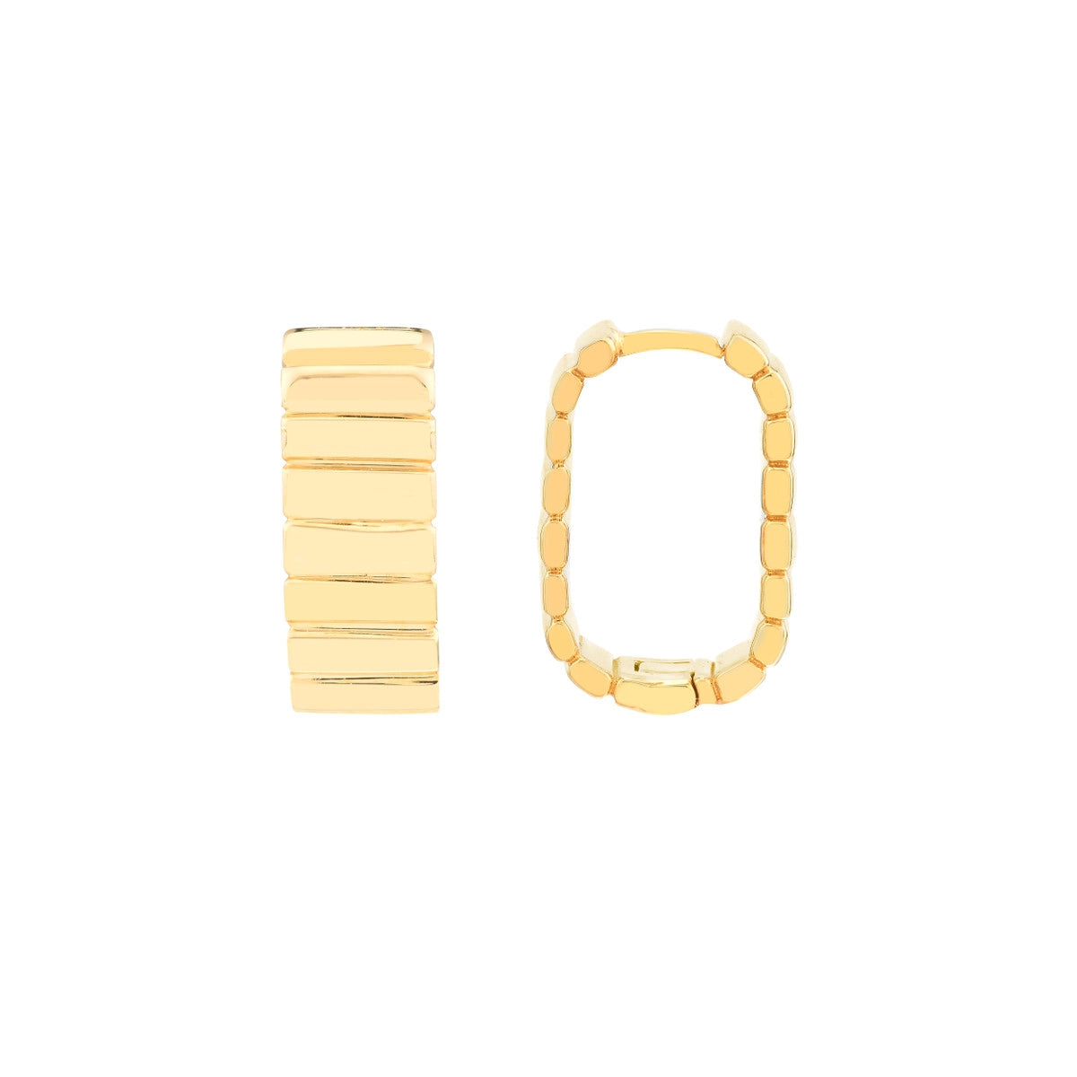 14K Yellow Gold Mirror Hoop Earrings