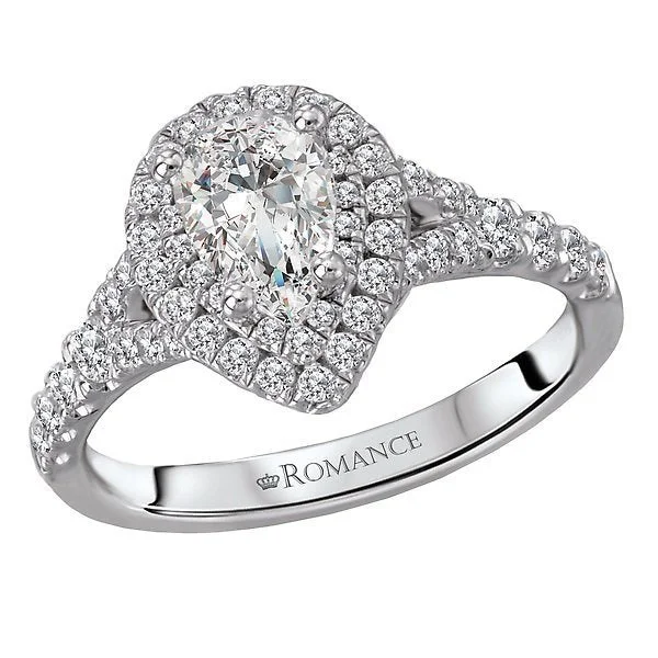 14KT WHITE GOLD 1 CTW DIAMOND DOUBLE PEAR HALO RING