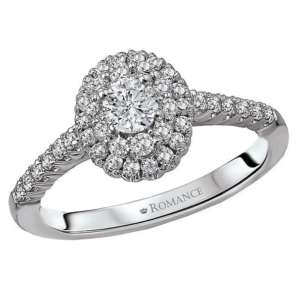 14KT WHITE GOLD 5/8 CTW DIAMOND DOUBLE OVAL HALO RING