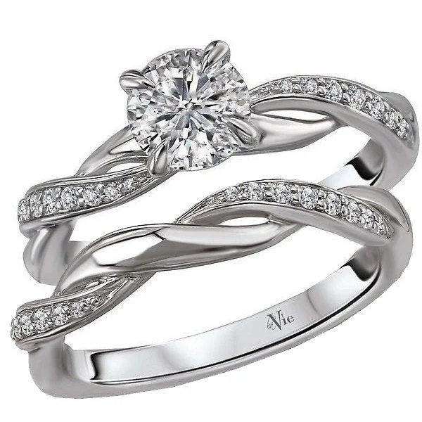 14KT White Gold .93 CTW Diamond Twist Bridal Set