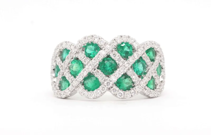 14KW 1.30 Cttw Emerald And Diamond Ring