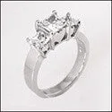 3 Stone 1.5 TCW Princess Heart Prongs Cubic Zirconia Cz Ring