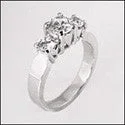 3 Stone .70 Round Center .50 Cubic Zirconia Cz Ring