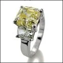 3 Stone Asscher Ct Trapezoids Cubic Zirconia Cz Ring