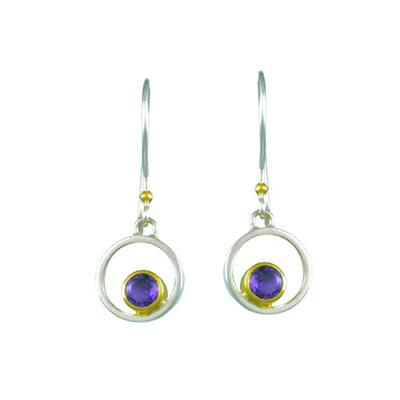 African Amethyst Circle Earrings