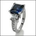 2 Carat Cubic Zirconia Blue Sapphire Princess Channel SIdes Cz 14k W Gold Ring