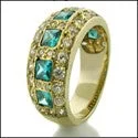 Anniversary Emerald Princess Yellow Gold Cubic Zirconia Cz Ring