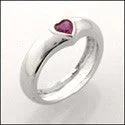 Anniversary Ruby Heart Plain Cubic Zirconia Cz Ring