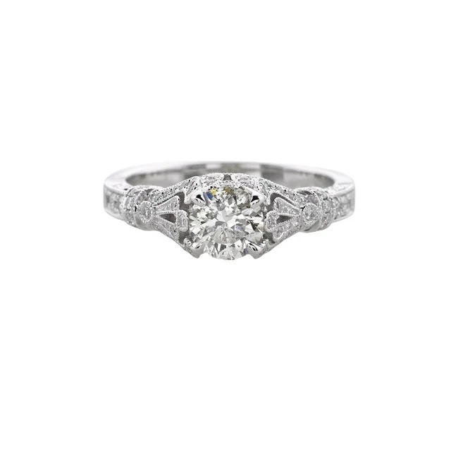 ANTIQUE DIAMOND ENGAGEMENT RING WITH DIAMONDS THROUGHOUT SETTING 1.17 CTTW