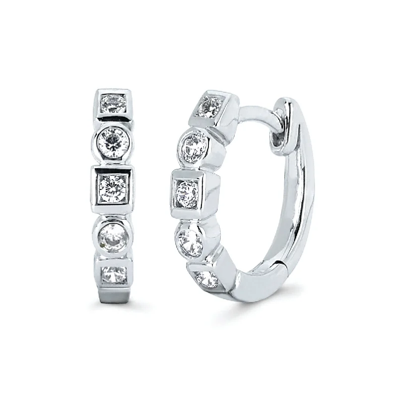 Bezel Set Hoop Earrings