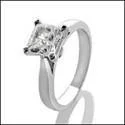 Cubic Zirconia 1 Carat Princess Stone Tiffany Solitaire Platinum Engagement Ring