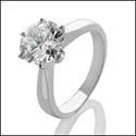 Platinum Cubic Zirconia Solitaire 2 Carat Round Tiffany 6 Prongs Ring