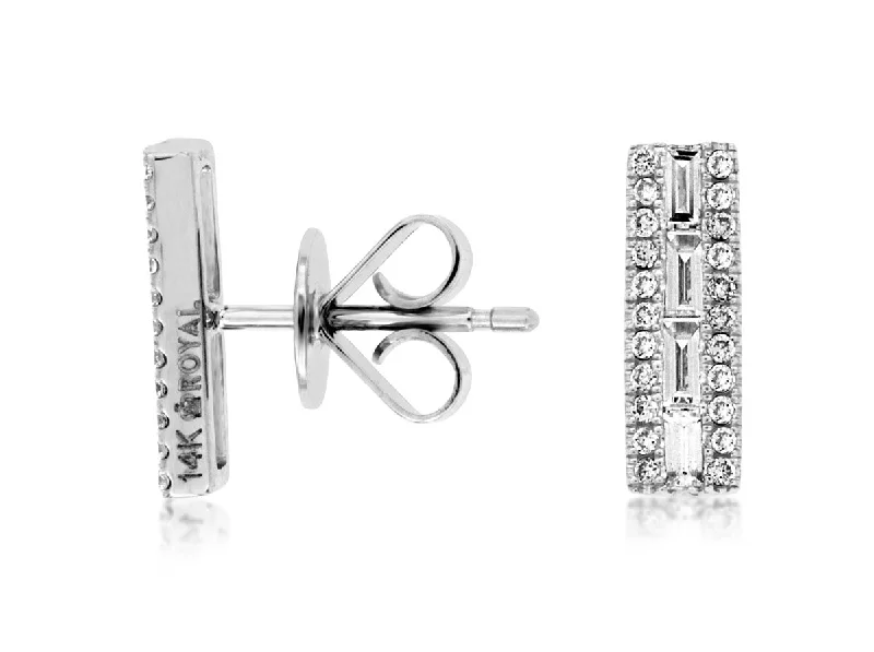 Diamond Bar Stud Earrings