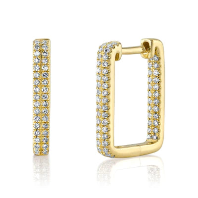 Diamond Rectangle Hoop Earrings