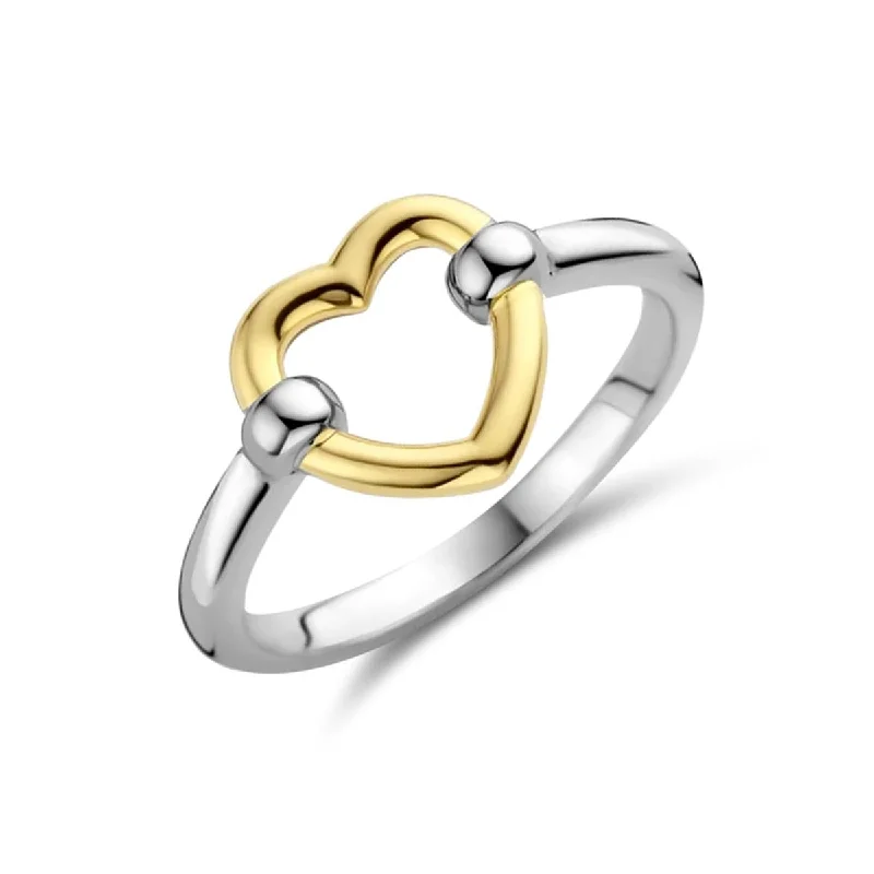 OPEN HEART TWO-TONE FASHION RING